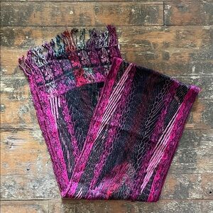 Nepalese silk blend knit scarf wrap shawl mix print 12x74”